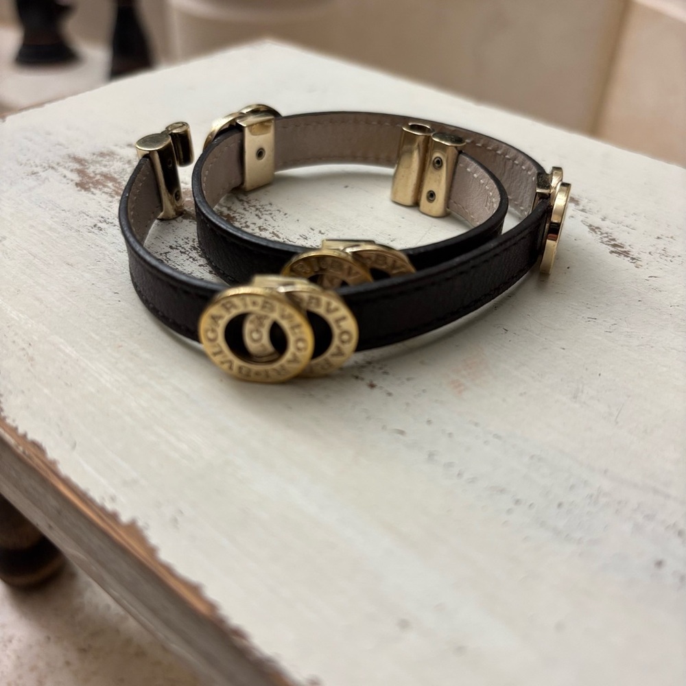 BVLGARI Authentic Brown Leather Wrap Bracelet - Picture 5 of 9